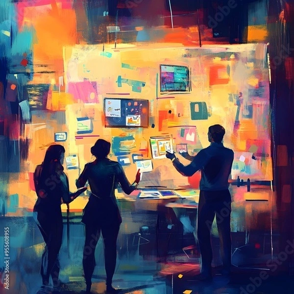 Fototapeta Digital Painting of Website Design and Usability Workflow
