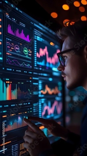 Fototapeta Comprehensive Dashboard Displaying Website Performance Data with Vibrant Visualizations and