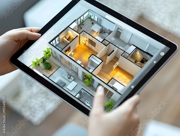 Fototapeta Augmented Reality Interface for Architectural Design Visualization and Interactive Floor Plan