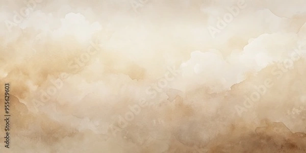 Fototapeta Soft, dreamy beige watercolor background with subtle texture and gentle gradient, evoking a sense of calming serenity