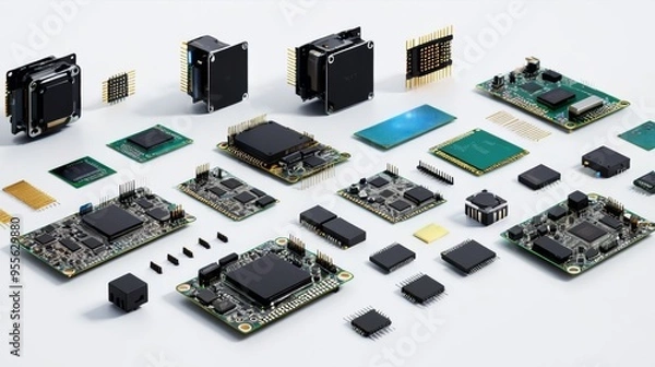 Fototapeta Stack of Electronic Components