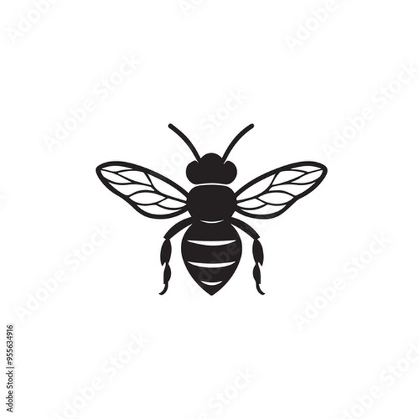 Fototapeta Bee in cartoon, doodle style . Image for t-shirt, web, mobile apps and ui. Isolated 2d vector illustration in logo, icon, sketch style, Eps 10, black and white. AI Generative