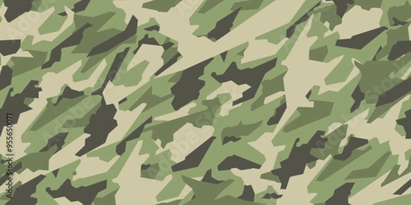 Fototapeta Green camouflage pattern for clothing design. Seamless pattern for army