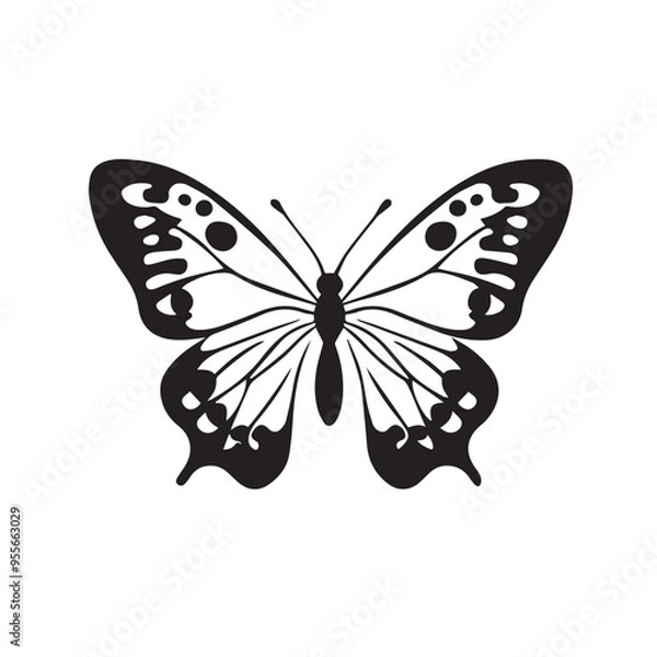 Fototapeta Butterfly in cartoon, doodle style . Image for t-shirt, web, mobile apps and ui. Isolated 2d vector illustration in logo, icon, sketch style, Eps 10, black and white. AI Generative
