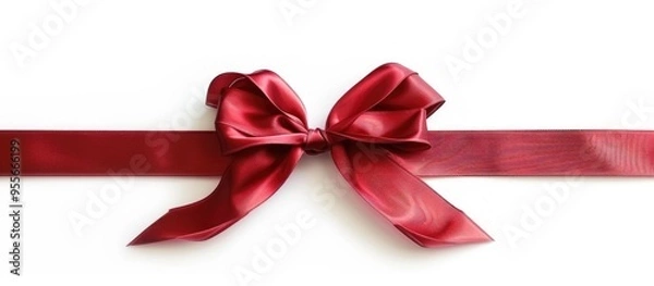 Fototapeta Bow Made Of Red Ribbon On White Background