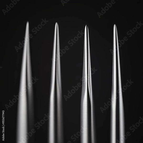 Fototapeta Detailed 3D render closeup of surgical instruments sharp and clean stainless steel texture precise lighting grey and silver palette