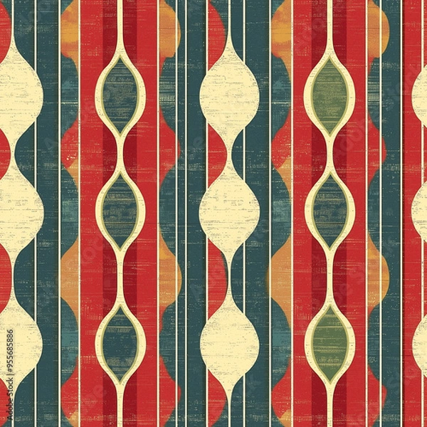 Obraz Seamlessly Repeating Vintage 1950s Christmas Pattern Gift Wrap
