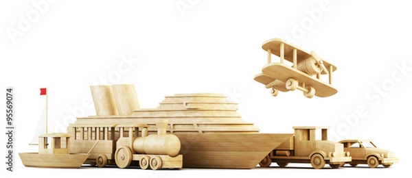 Fototapeta Different modes of transport. Conceptual 3d image.