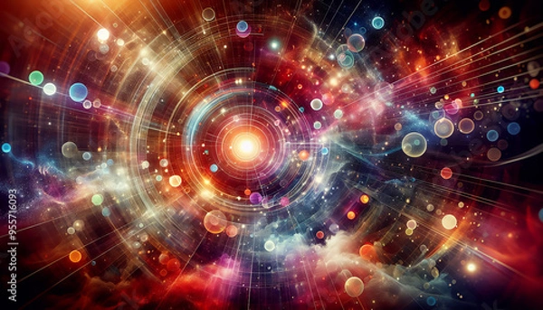 Fototapeta A dazzling cosmic burst that radiates vibrant colors and dynamic light in space.