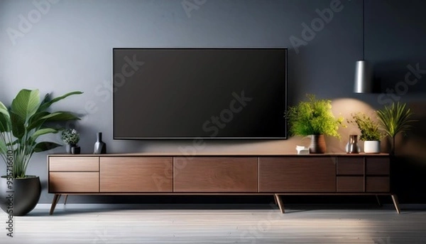Fototapeta TV screen mockup with a contemporary background.