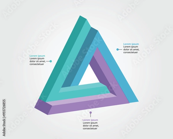 Fototapeta triangle chart template for infographic for presentation for 3 element