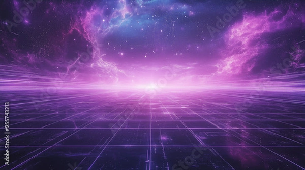 Fototapeta Classic Digital Synthwave galactic background