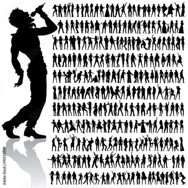 Obraz dancing and singing people big set