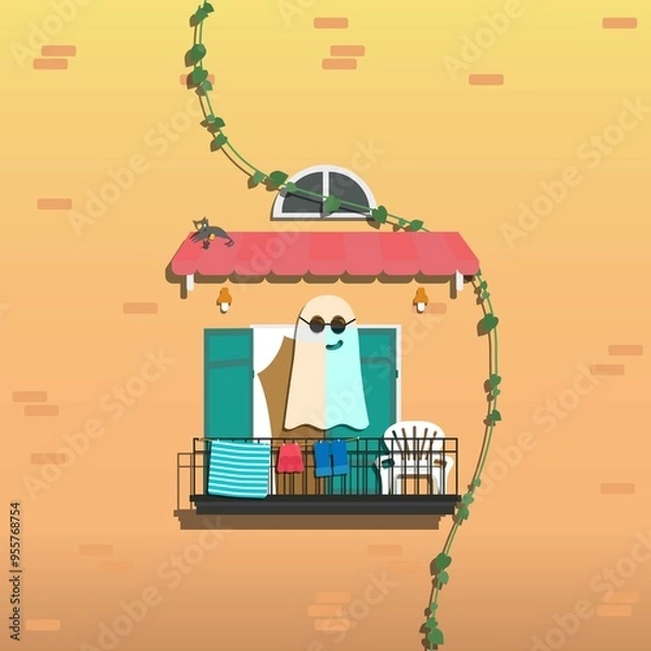 Fototapeta JPEG Illustration of a Ghost Sunbathing to Get Serotonin