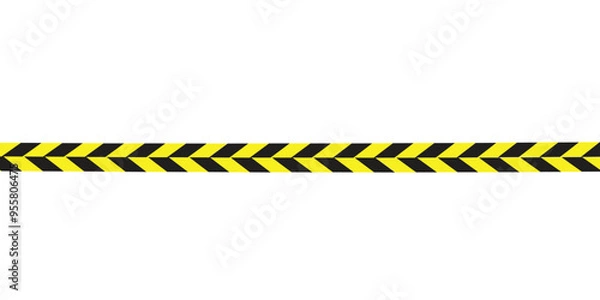 Fototapeta Warning tape with yellow and black diagonal stripes. Warn stop seamless line. Yellow and black caution tape border. vektor