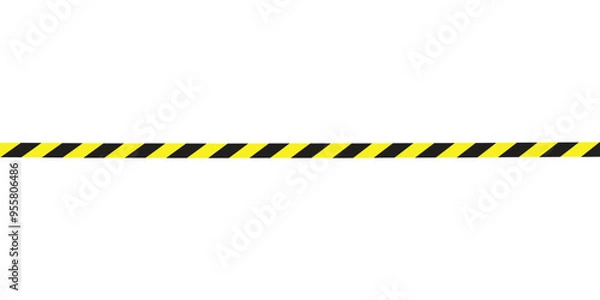Fototapeta Warning tape with yellow and black diagonal stripes. Warn stop seamless line. Yellow and black caution tape border.