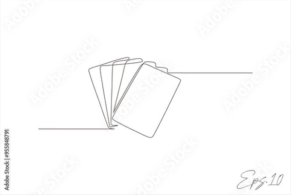 Fototapeta continuous line of playing cards