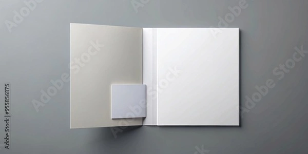 Fototapeta A4 size single pocket reinforced folder mock up isolated on gray background. , folder, mock up, isolated, gray, background