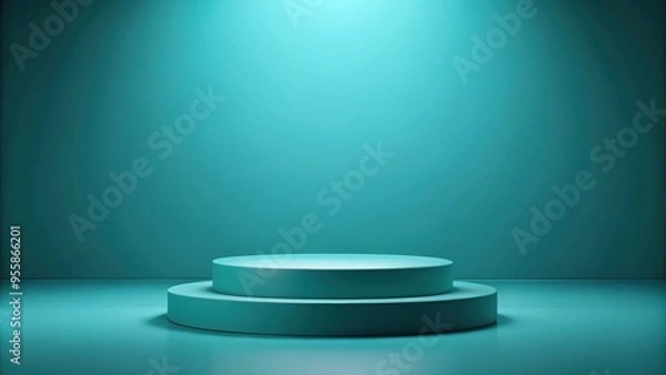 Obraz Teal blue podium for showcasing products or winners, teal blue, podium, render, stage, winners, display, presentation