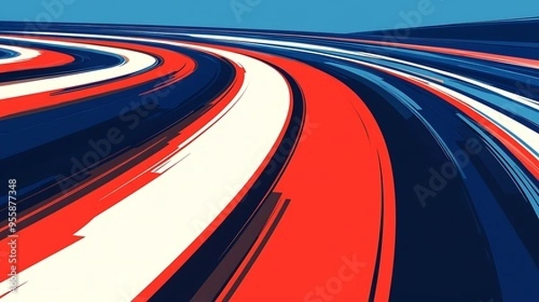 Obraz Abstract Swirling Lines in Red, White, and Blue