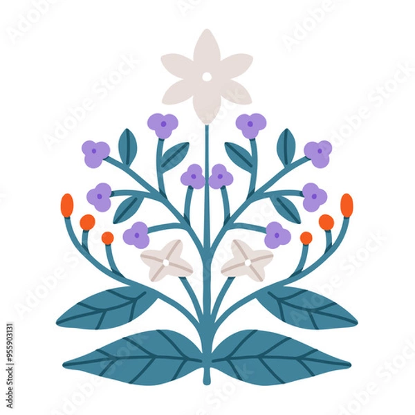 Obraz Symmetrical flower vector minimal illustration