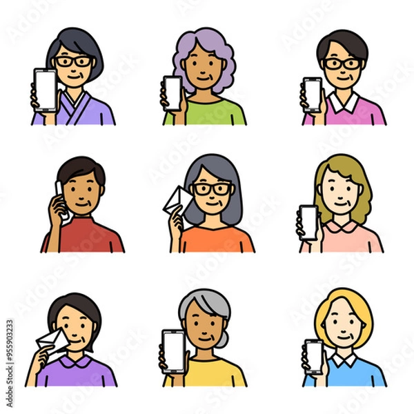 Fototapeta 人それぞれの通信手段のセット