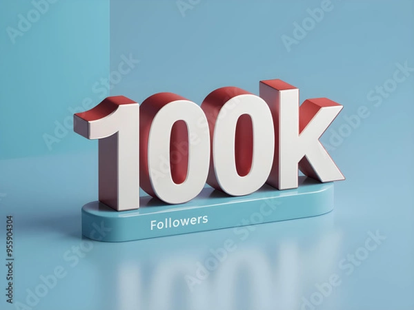Obraz 3D minimal 100k and 10k  followers icon