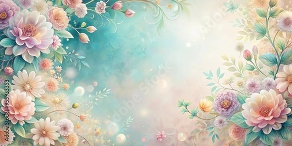 Fototapeta Abstract floral background with delicate pastel colors and intricate patterns, floral, abstract, background, pastel, colors