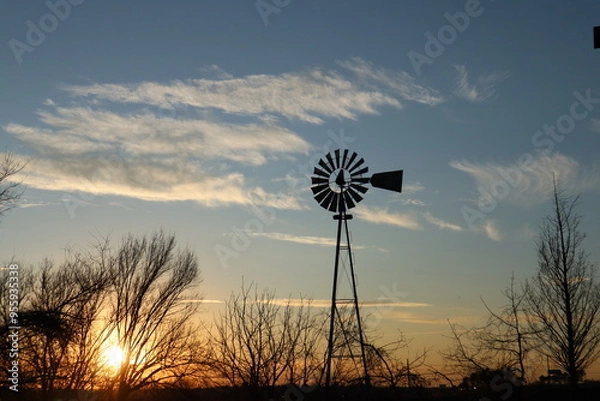 Obraz windmill at sunset