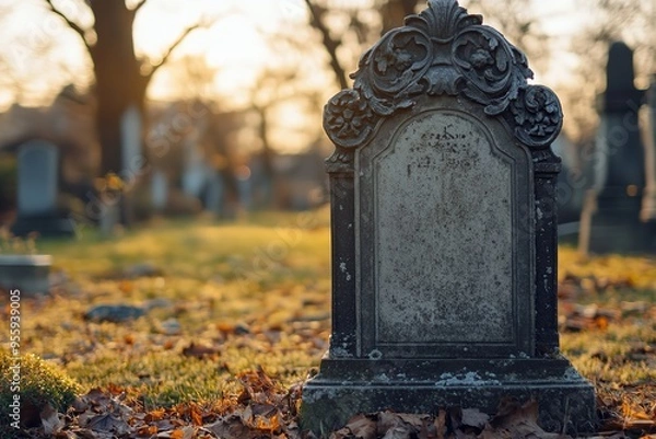Fototapeta "Empty Old Gravestone in a Graveyard"