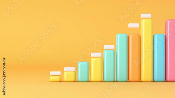 Fototapeta A sleek 3D render of an equalizer icon, showcasing a modern and cartoonstyle design with vibrant textures.