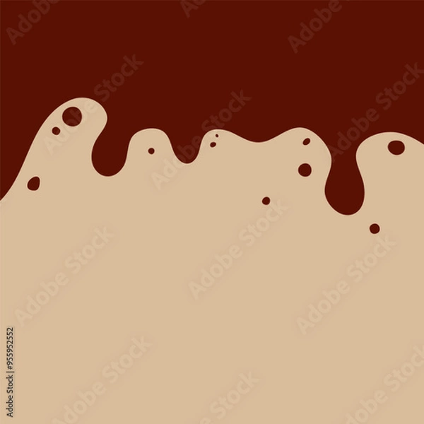 Obraz Coffee or chocolate liquid texture. Cocoa splash vector background. Abstract liquid brown waves illustration.