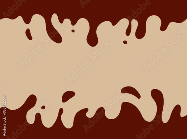 Obraz Coffee or chocolate liquid texture. Cocoa splash vector background. Abstract liquid brown waves illustration.