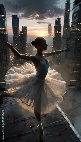 Obraz Ballerina Expressions Of Rooftop Elegance
