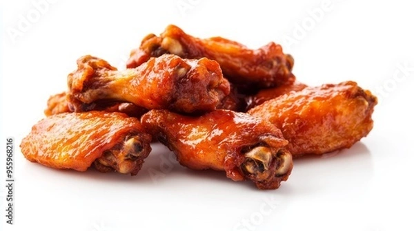 Fototapeta Chicken wings in hot sauce silo on white