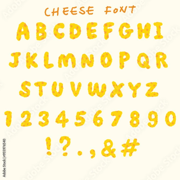 Fototapeta vector alphabet set of cheese font