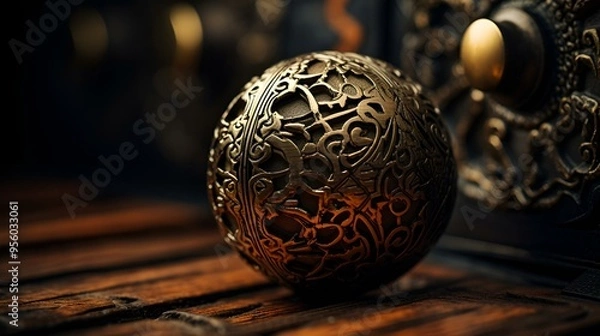 Fototapeta a round metal object with a pattern on it. 