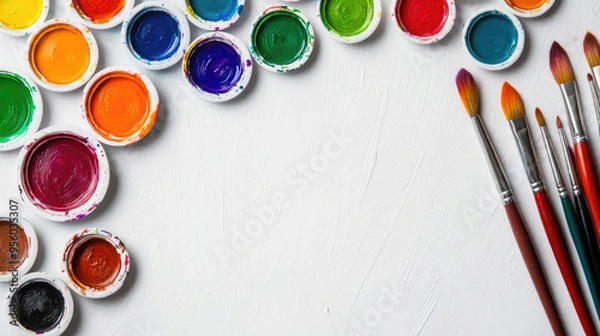 Obraz Creative projects with artistic elements and tools, imaginative and engaging tones, space for text