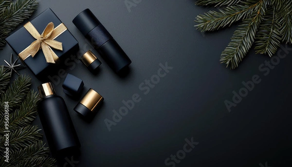 Fototapeta Beauty and skincare products with elegant packaging and application, luxurious and detailed tones, space for text