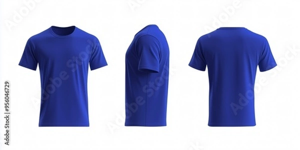 Fototapeta Navy t shirt mock up isolated on white background front and back view