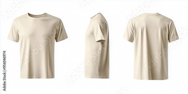 Obraz Cream t shirt mock up isolated on white background front and back view