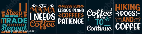 Obraz Cute Coffee Quotes Design Bundle Trendy Retro Style Illustration, Quotes Pack Vector Illustration for Mug Design, Magazine, Brochure