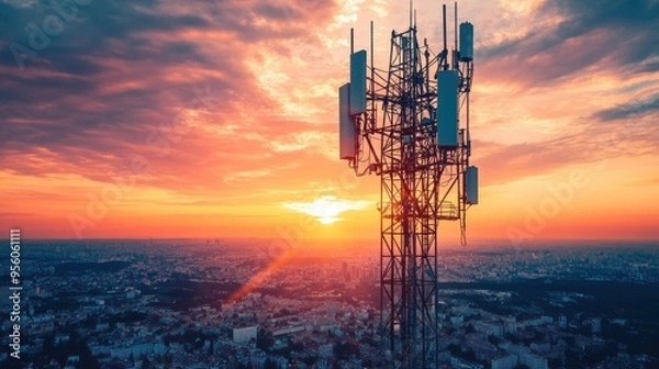 Fototapeta Cellular Tower Sunset