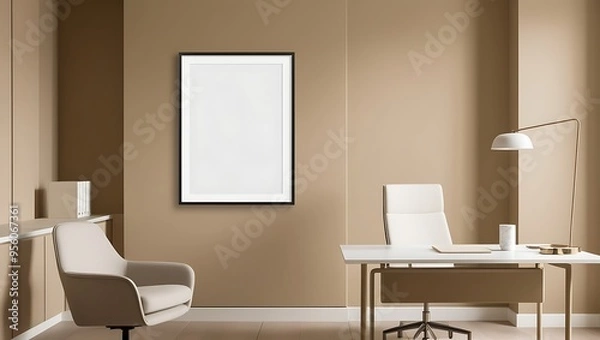 Fototapeta Frame Poster Mockup Set in a Sleek Office Space, Great for Featuring Modern Business Posters, Creative Art