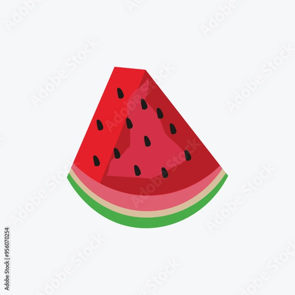 Obraz Triangle-shaped watermelon slice isolated on a transparent background.