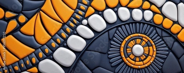 Obraz Exotic modern patterns with unique contrast flat design top view tribal theme 3D render Triadic Color Scheme