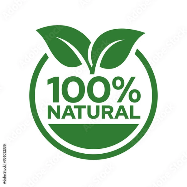 Fototapeta 100% Natural Product Label Circle Vector Logo. Healthy Food Badge. Set of eco friendly icons. Ecologic food stamps.