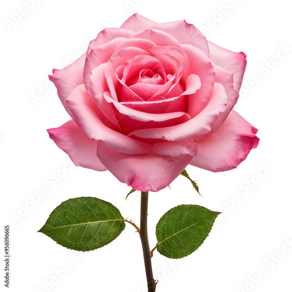 Fototapeta Pink rose isolated on the transparent background. Photo with clipping path.
