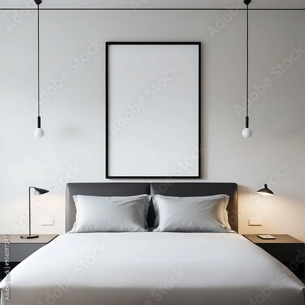 Fototapeta Classic Poster Frame Mockup with a Homey Interior Vibe, Great for Showcasing Your Artwork, Prints, or Illustrations in a Real Setting