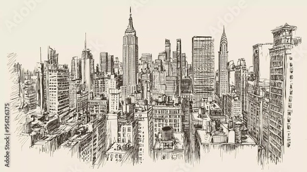 Obraz Hand drawn City Sketch New York Vintage nice